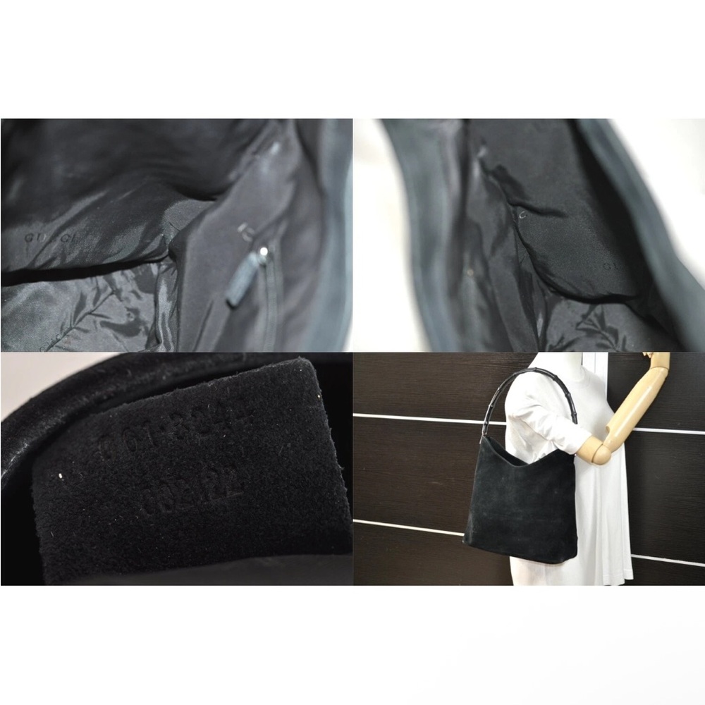 Gucci Black Suede Bamboo Handbag EUC - Picture 10 of 10